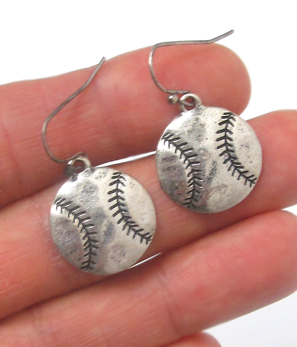 Baseball metal textured earrings