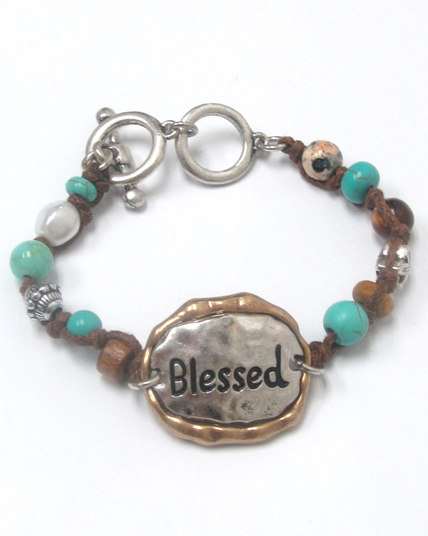Religious theme toggle bracelet - blessed