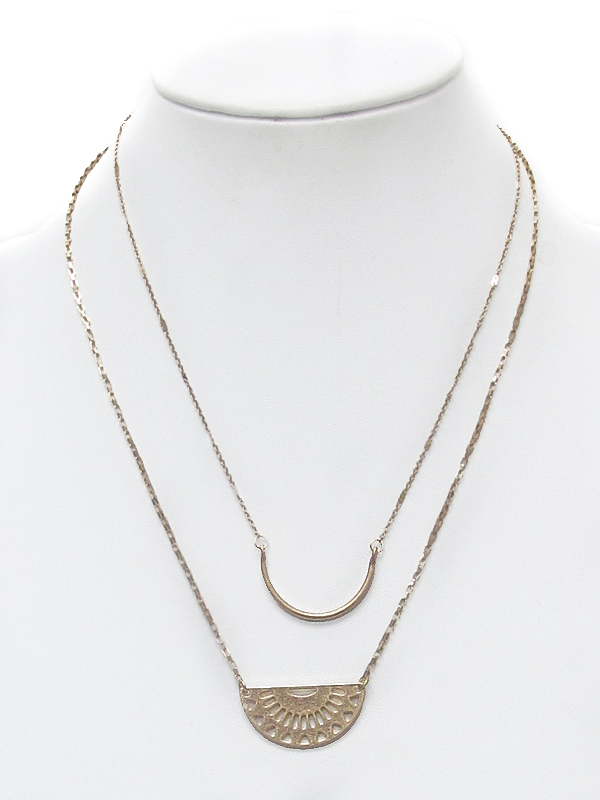 Aztec pattern double layer necklace -western