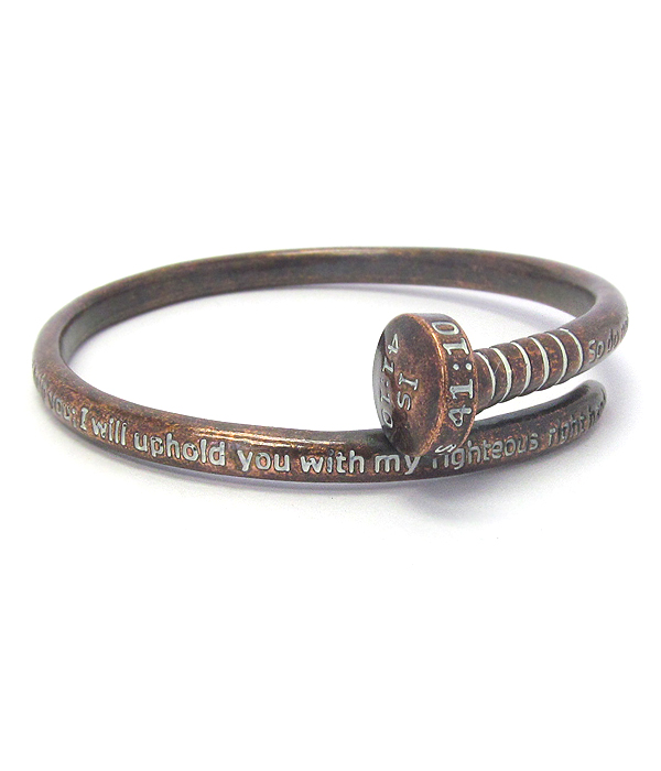 Religious inspiration message nail bangle bracelet - is 41:10