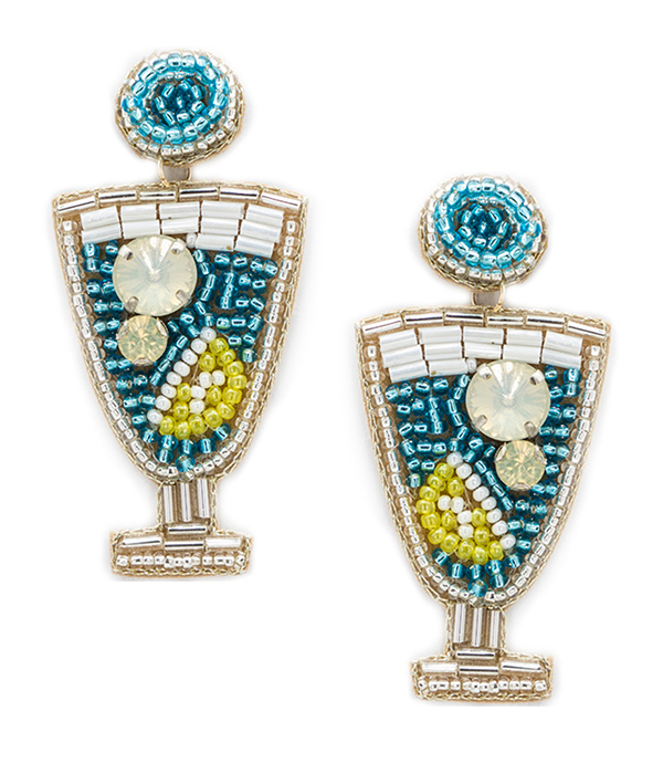 HANDMADE MULTI SEEDBEAD COCKTAIL EARRING