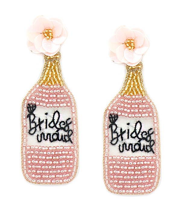 HANDMADE MULTI SEEDBEAD CHAMPAGNE EARRING - BRIDEMAID