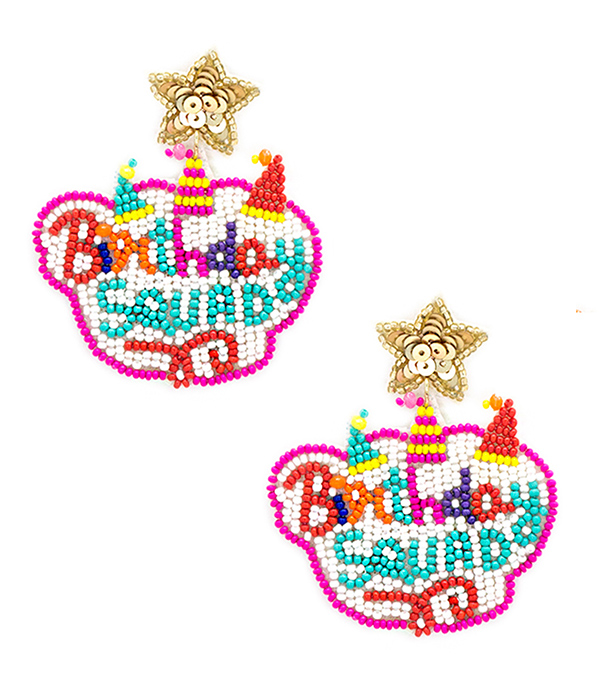 HANDMADE MULTI SEEDBEAD BIRTHDAY SQUAD EARRING