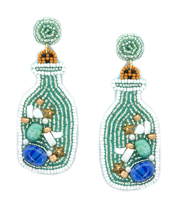 Handmade multi seedbead bottle earring