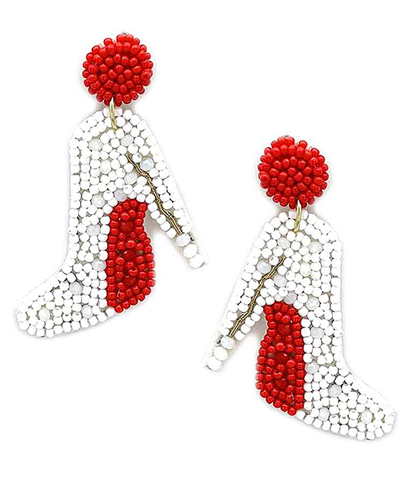 HANDMADE MULTI SEEDBEAD HIGH HEEL SHOE EARRING