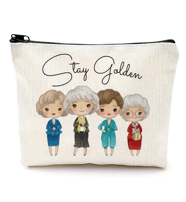Stay golden cosmetic makeup bag with cute elderly women