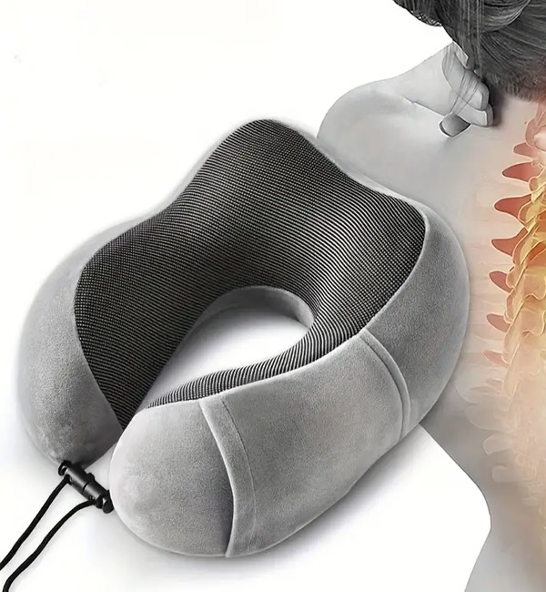 Ergonomic gray memory foam neck support pillow