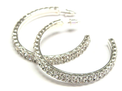 Double line crystal arc earring