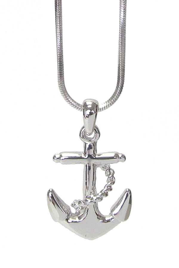 Made in korea whitegold plating crystal anchor pendant necklace