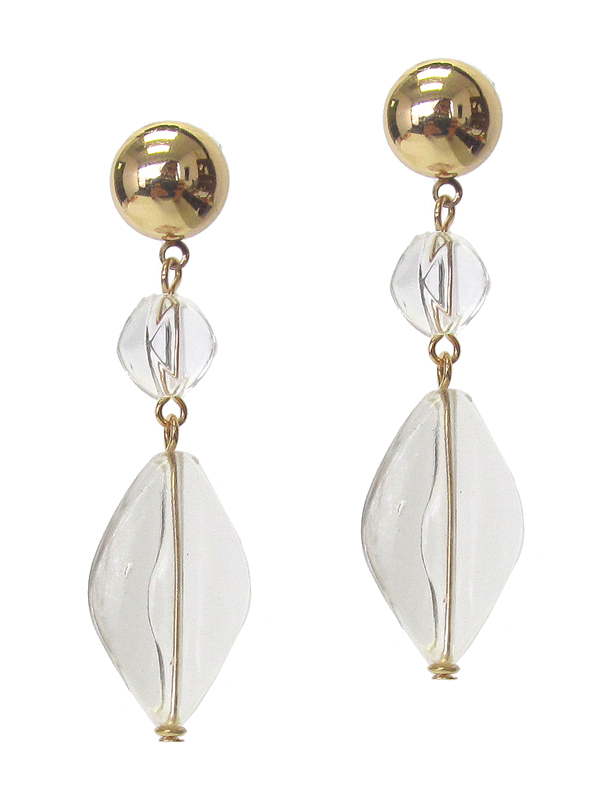 LUCITE ICE BEAD DROP EARRING - NUDE FASHION TREND