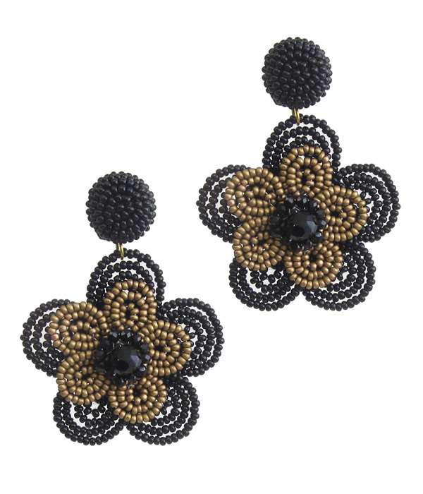 HANDMADE SEEDBEAD ART EARRING - FLOWER