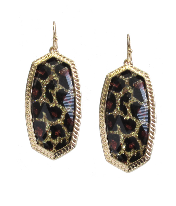 Southern style facet stone earring - animal print
