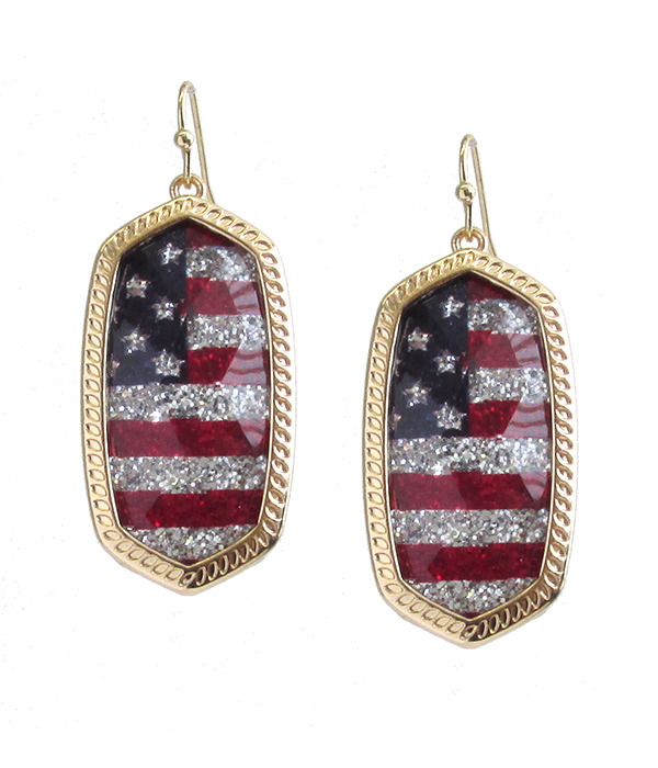 SOUTHERN STYLE FACET STONE EARRING - GLITTERING AMERICAN FLAG