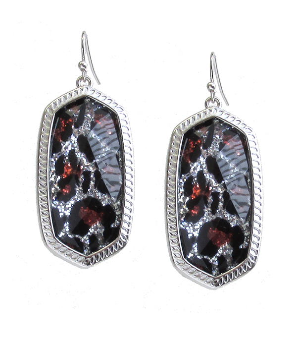 SOUTHERN STYLE FACET STONE EARRING - ANIMAL PRINT