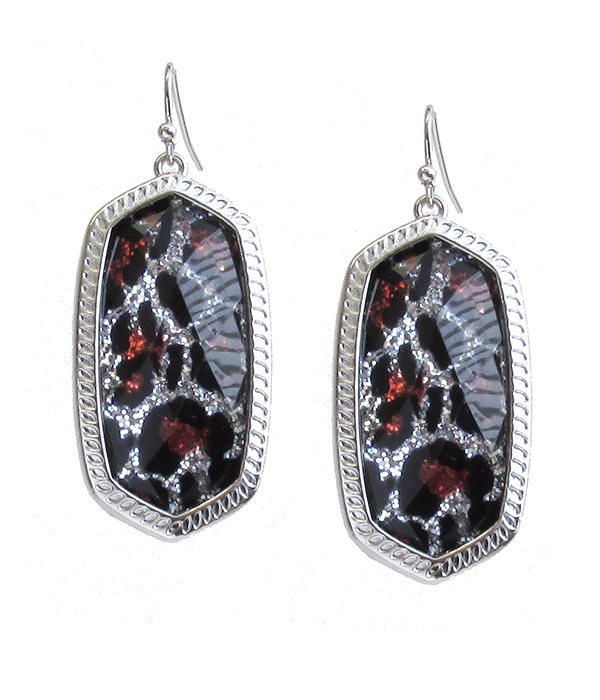 Southern style facet stone earring - animal print