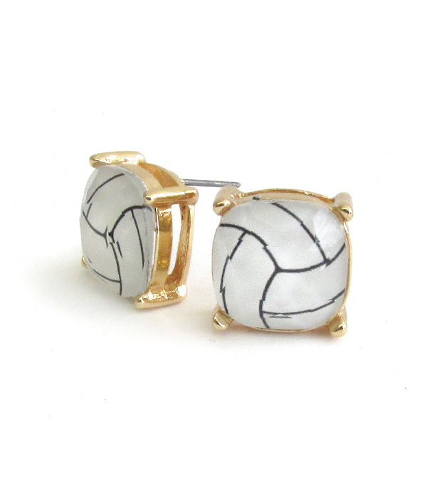 SPORT THEME FACET STONE STUD EARRING - VOLLEYBALL