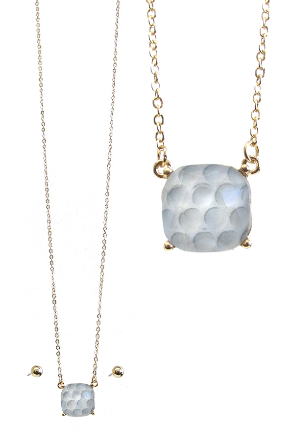 Sport theme facet stone pendant necklace set - golg