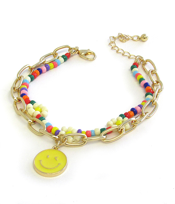 MULTI SEEDBEAD DOUBLE LAYER SMILE BRACELET