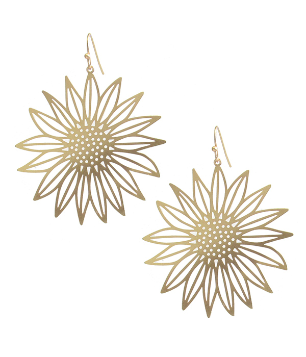 METAL FILIGREE BRASS EARRING - FLOWER