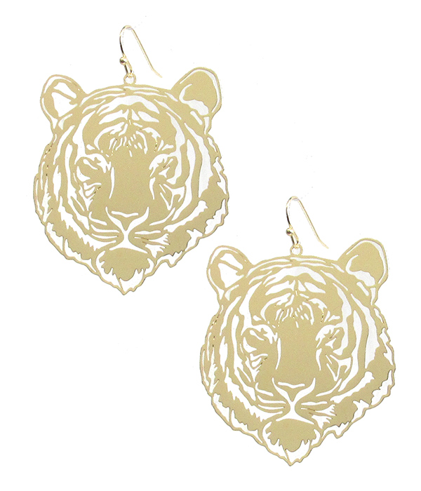 Metal filigree brass earring - tiger