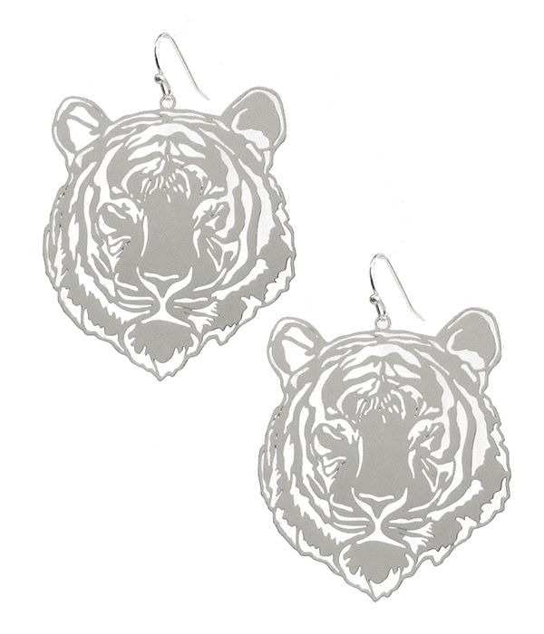 Metal filigree brass earring - tiger