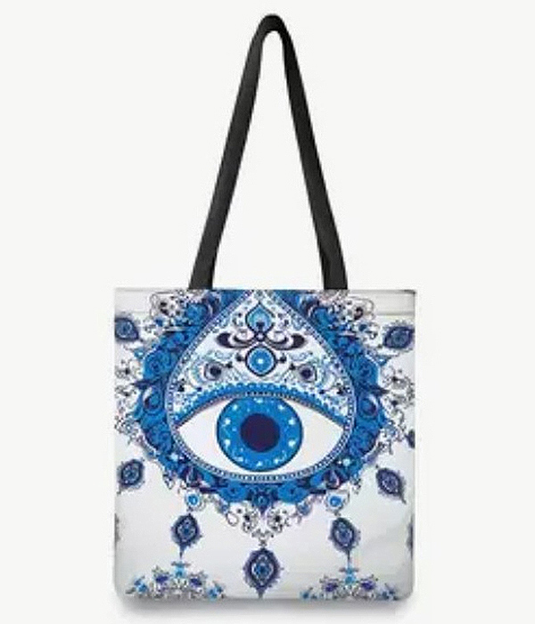 Ethnic evil eye tote bag