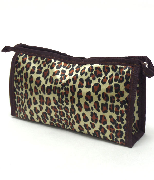 Leopard print zipper top makeup bag