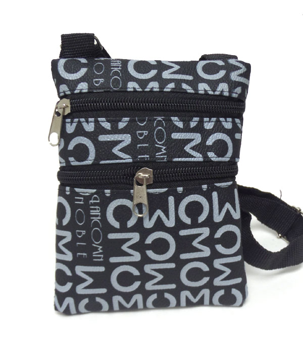 Letter print leatherette messenger bag