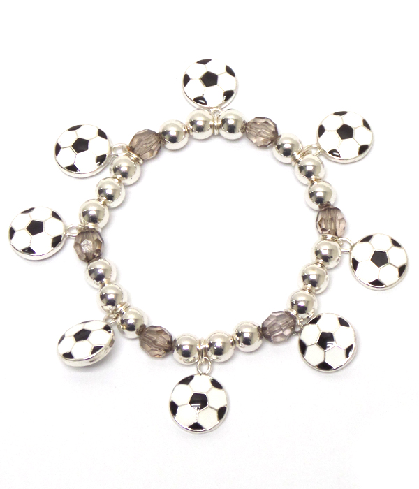 Soccer theme linked balls bracelet 
