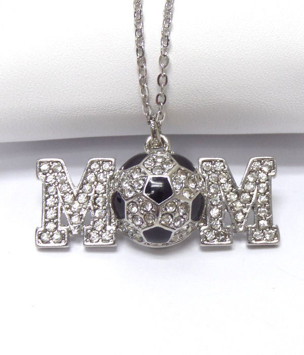 Soccer mom theme crystals necklace