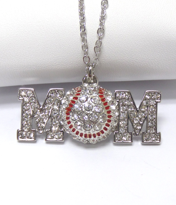 Baseball  mom theme crystals necklace