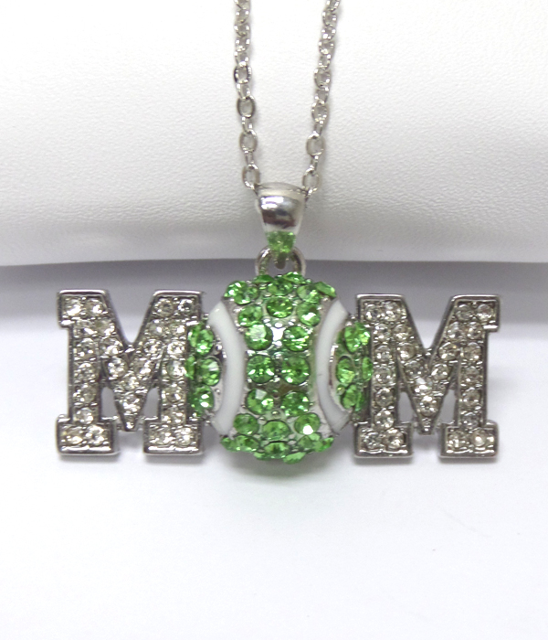 Tennis mom theme crystals necklace