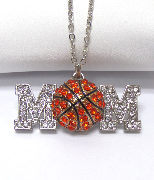 Basketball mom theme crystals necklace