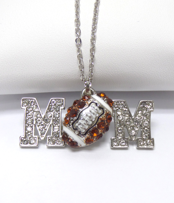 Football mom theme crystals necklace