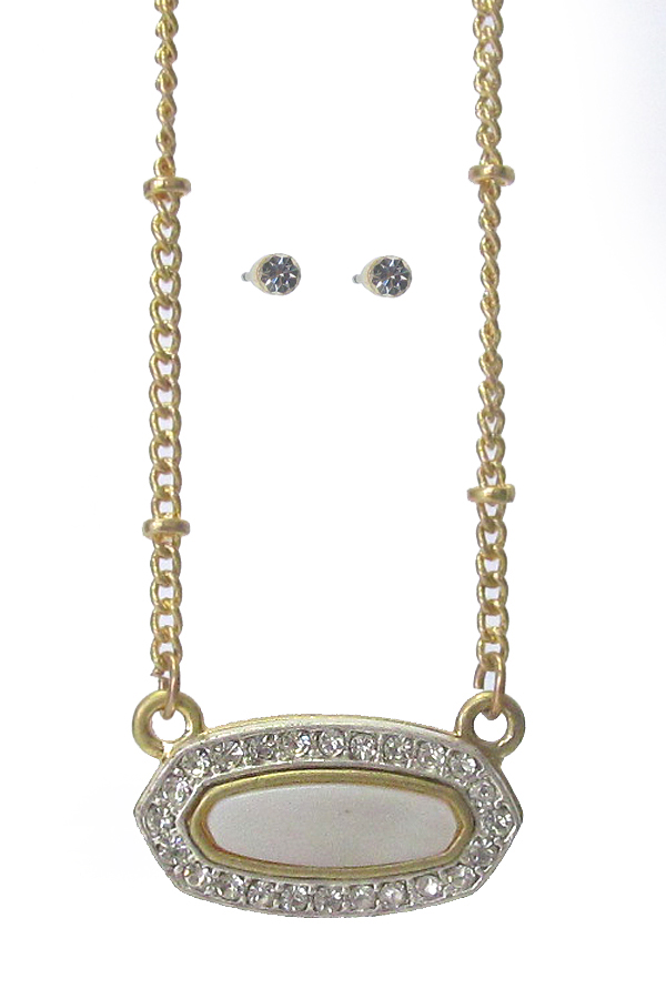 MOP AND CRYSTAL PENDANT NECKLACE SET