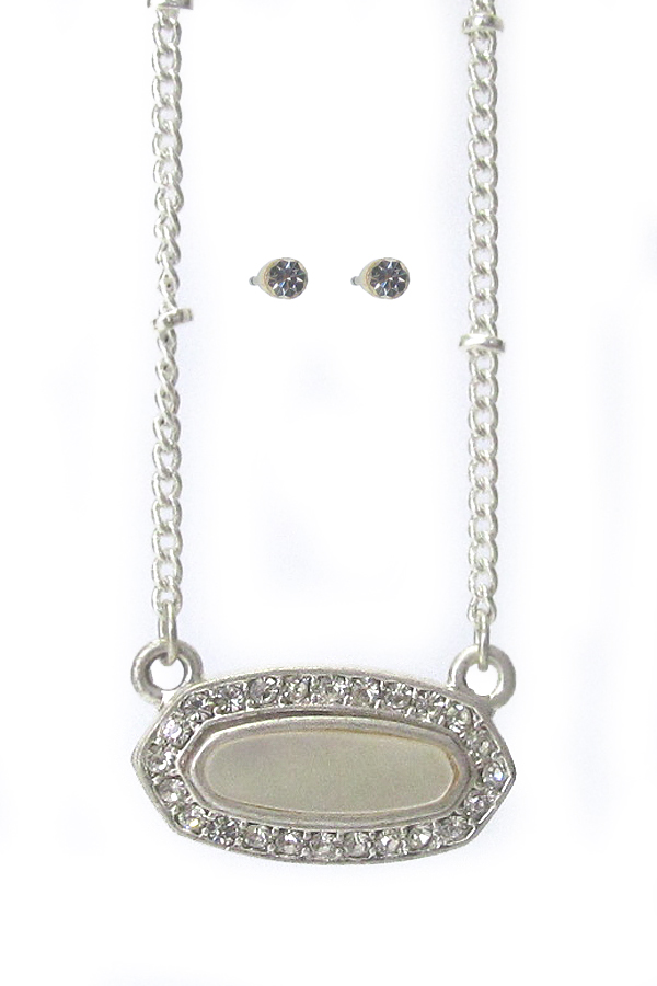 Mop and crystal pendant necklace set