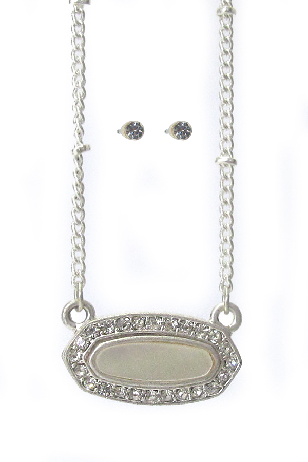 MOP AND CRYSTAL PENDANT NECKLACE SET