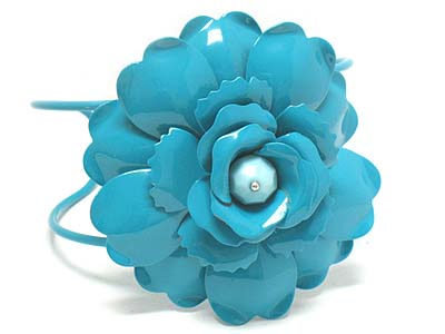 Pastel tone large flower bangle bracelet