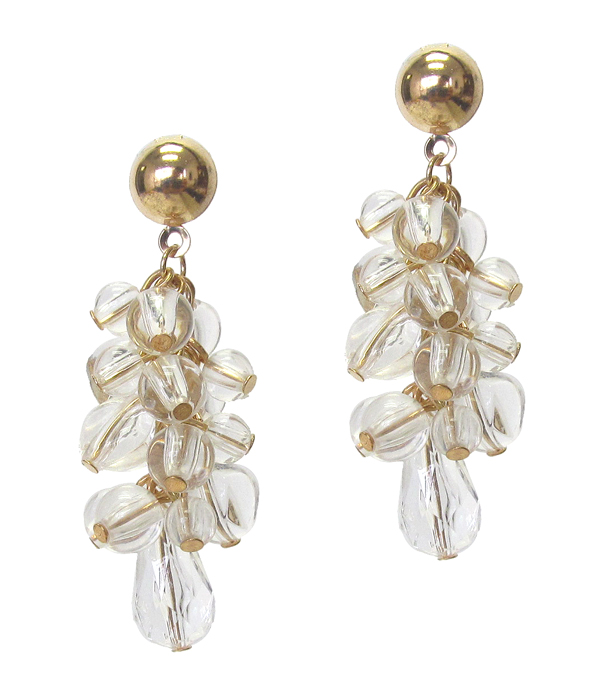 MULTI LUCITE ICE BEAD DANGLE DROP EARRING - NUDE FASHION TREND