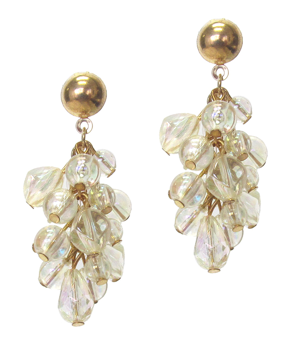 Multi lucite ice bead dangle drop earring - nude fashion trend