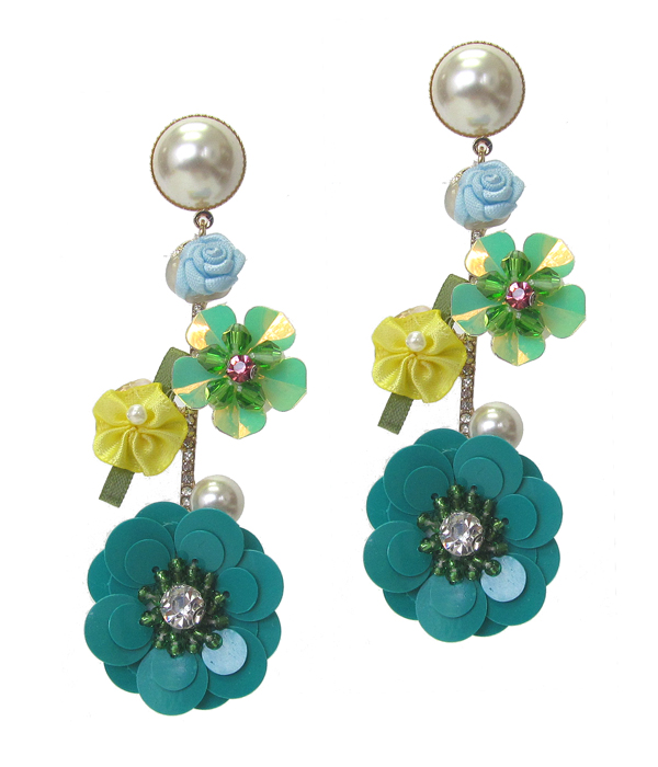 Multi flower mix earring