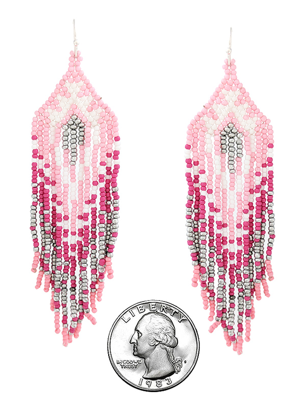 HANDMADE MULTI SEEDBEAD TASSEL DROP EARRING