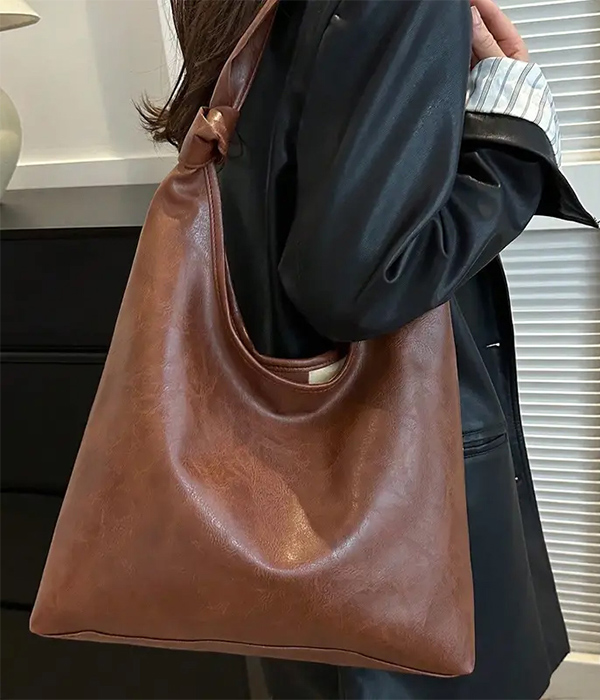 Vintage pu leather large capacity shoulder bag
