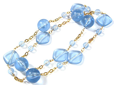 Resin ice beads long necklace