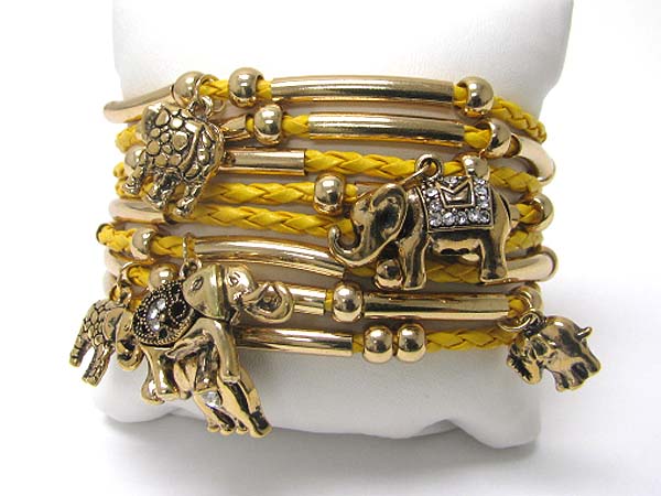 Elephant charm multi row braided cord bracelet?