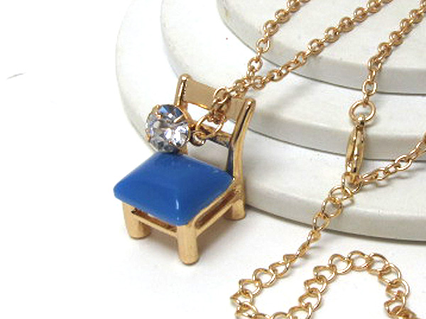 CRYSTAL DROP FASHION METAL AND ACRYL CHAIR PENDANT LONG CHAIN NECKLACE