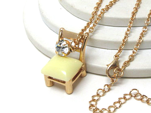 CRYSTAL DROP FASHION METAL AND ACRYL CHAIR PENDANT LONG CHAIN NECKLACE