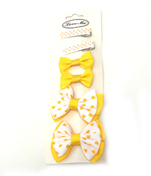 Dots hairbows and clips 3 pair