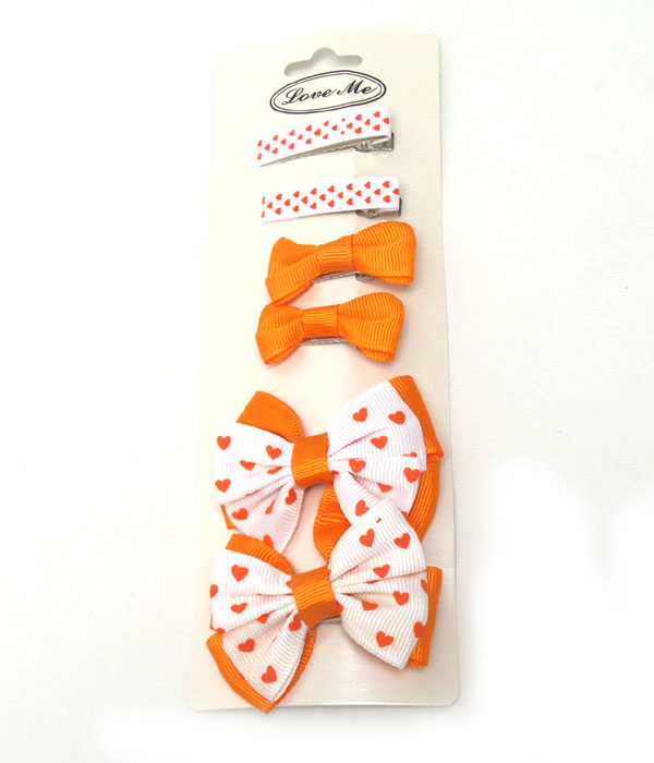 Dots hairbows and clips 3 pair