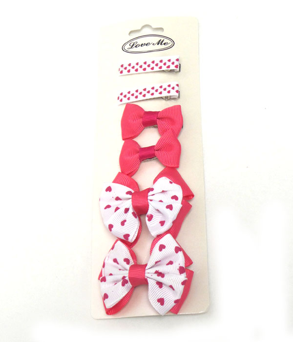 Dots hairbows and clips 3 pair